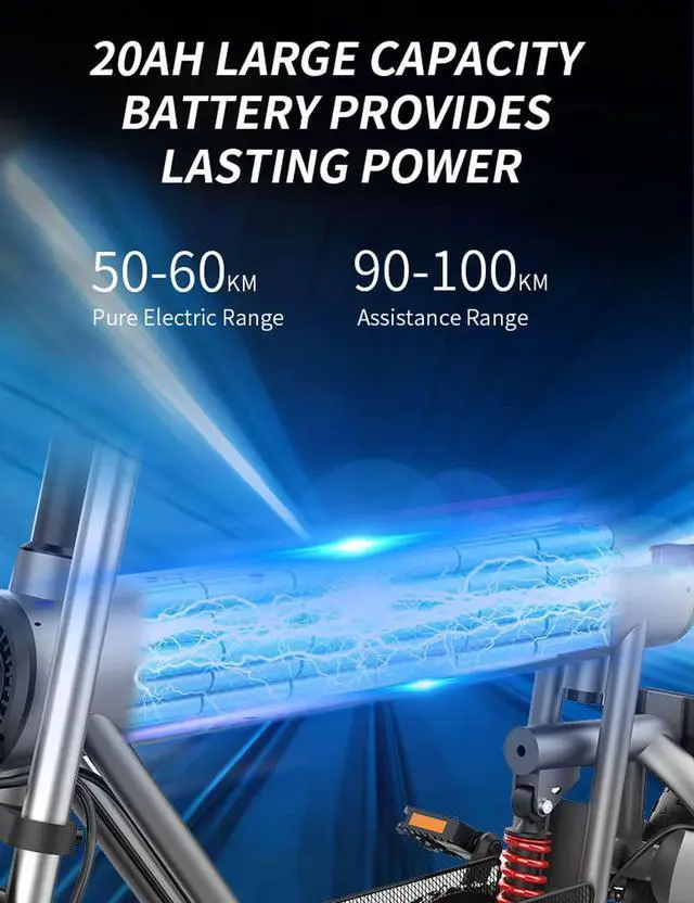 Alt view image 5 of 7 - GOGOBEST 20" Fat Tire Electric Bike GF500,750W 48V 20AH Electric Mountain Bike 28 MPH for Adults Front Fork Suspension & Shock Absorber Shimano 7-Speed 3 Riding Modes