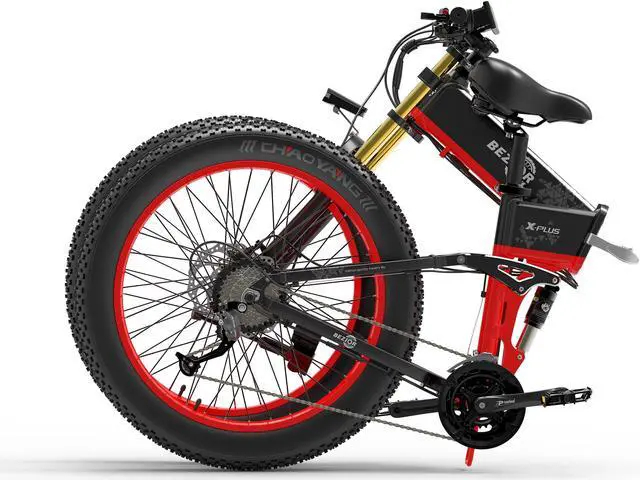 Alt view image 5 of 6 - BEZIOR-X Plus Foldable Electric Bicycle, 26-Inch Wheels, 48V, 1500W, Maximum Speed 40Km/h, Load 200Kg, Hydraulic Disc Brake Black/Red