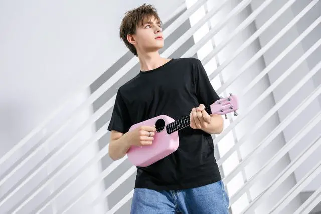 Alt view image 7 of 7 - Populele 2 23 Inch Carbon Fiber USB Smart Ukulele APP Control With Led Lamp Beads Pink
