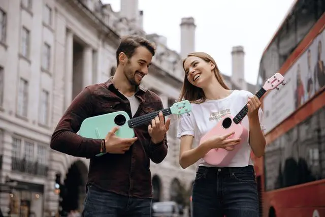 Alt view image 4 of 7 - Populele 2 23 Inch Carbon Fiber USB Smart Ukulele APP Control With Led Lamp Beads Pink