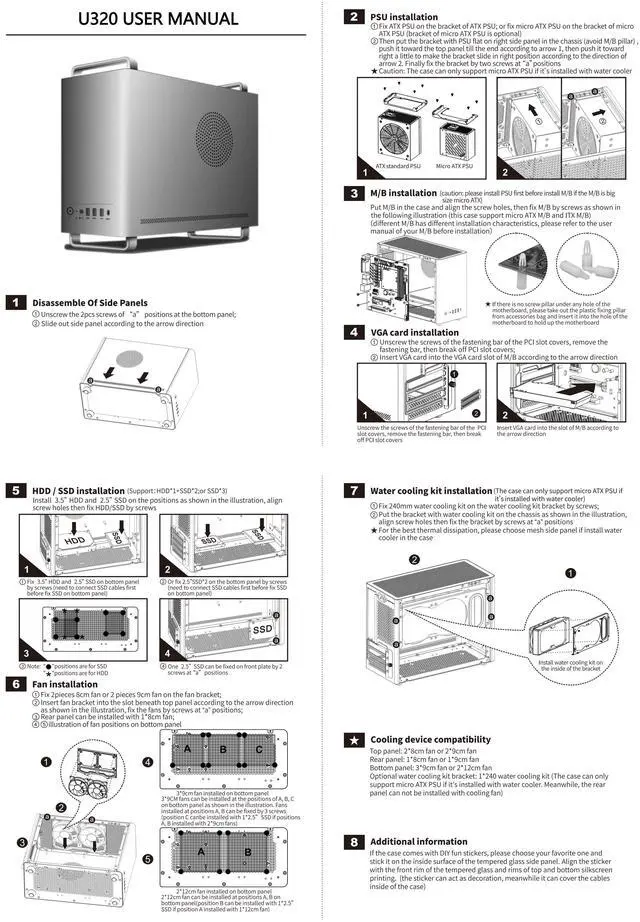 Alt view image 2 of 7 - SOEYi U320 Mini Portable M-ATX/ITX Computer Case, Micro ATX CASE, DIY Desktop Case with handles, Support 310MM GPU Length-ATX SFX power supply-8/9cm Fans