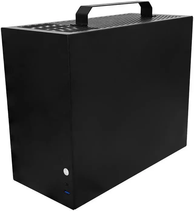 Alt view image 3 of 7 - ALAMENGDA V500 Mini Portable M-ATX/ITX Computer Case, MINI-Tower CASE, Full Side Glass Transparent DIY Desktop Case with handle, Support 320MM GPU Size, Black