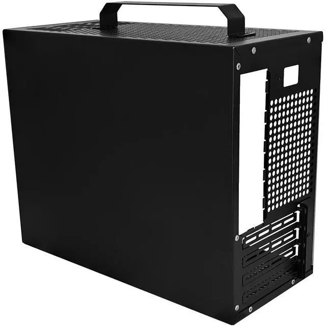 Alt view image 6 of 7 - ALAMENGDA V500 Mini Portable M-ATX/ITX Computer Case, MINI-Tower CASE, Full Side Glass Transparent DIY Desktop Case with handle, Support 320MM GPU Size, Black