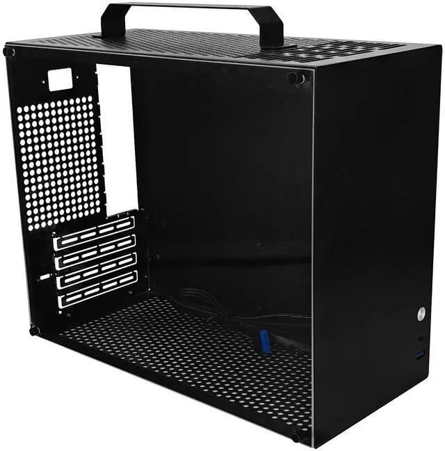 Alt view image 4 of 7 - ALAMENGDA V500 Mini Portable M-ATX/ITX Computer Case, MINI-Tower CASE, Full Side Glass Transparent DIY Desktop Case with handle, Support 320MM GPU Size, Black