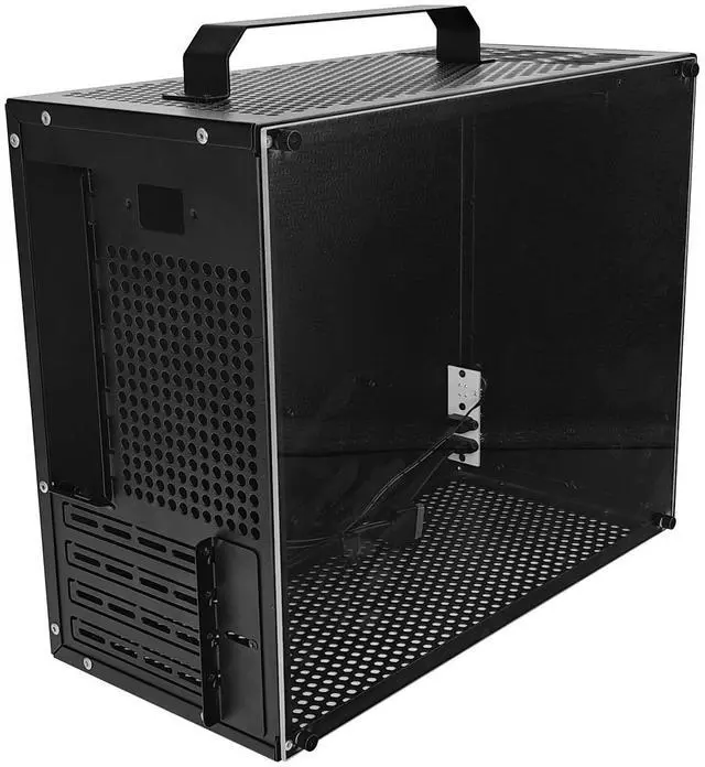 Alt view image 5 of 7 - ALAMENGDA V500 Mini Portable M-ATX/ITX Computer Case, MINI-Tower CASE, Full Side Glass Transparent DIY Desktop Case with handle, Support 320MM GPU Size, Black