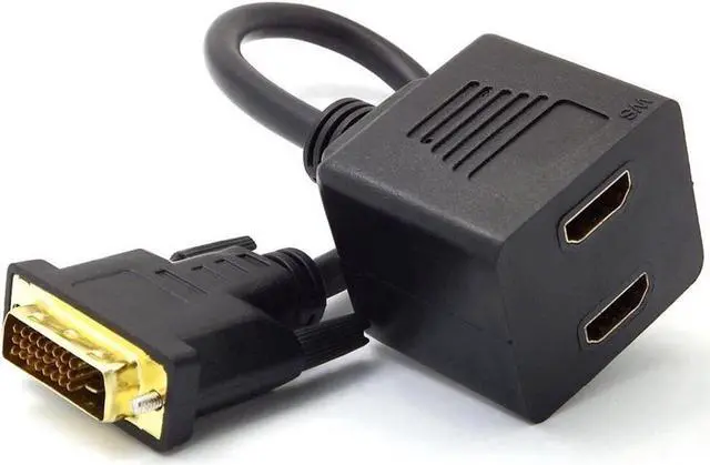 Alt view image 2 of 4 - DVI Male to 2 Ports HDMI Female Splitter Converter Cord Extension Cable 20cm