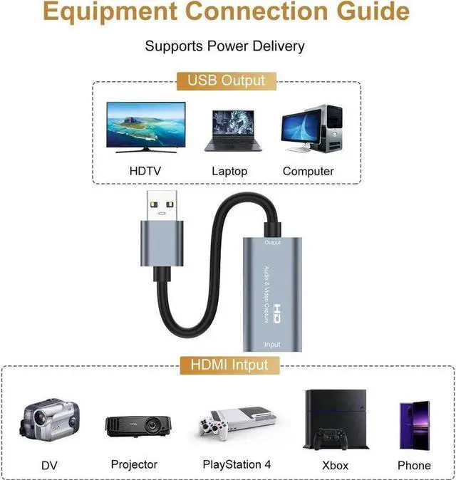Alt view image 4 of 6 - 4K HDMI Video Capture Card,Video Record Card,Audio Capture Adapter,HDMI to USB Audio Video Recording in 1080P@30Hz, 4K@30Hz for Teaching,Broadcasting,Gaming,Streaming,Video Conference (1 Pack, Silver)