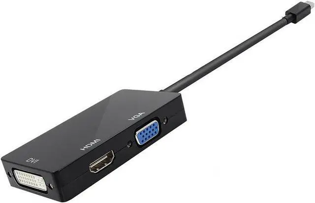 Alt view image 2 of 5 - Thunderbolt Mini DisplayPort to HDMI/DVI/VGA Converter - 3-in-i Mini DP MDP to HDMI/DVI/VGA Multiport Adapter Cable - 1920x1080p - Black