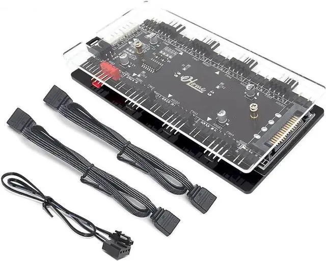 Main image of 12V 4pin to 5V 3Pin ARGB Convertor Controller & 4Pin PWM 2-In-1 Hub 8 Ports,4Pin Fan & Mistic Light Sync Adapter with PMMA Case and Magnetic Standoff for A.SUS/M.SI LED Strip - SATA Powered
