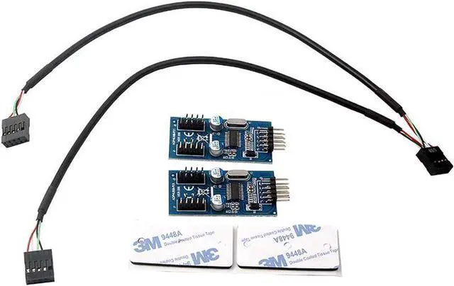 Alt view image 4 of 4 - Motherboard USB 2.0 9pin Header 1 to 4 Extension Hub Splitter Adapter - Converter MB USB 2.0 Male to 2 Male - 30CM USB 9-pin Internal Cable