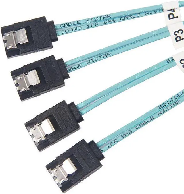 Alt view image 4 of 5 - Internal Mini SAS to 4 x SATA Cable (SFF-8087 to SATA Forward Breakout),Mini SAS Host/Controller to 4 SATA Target/Backplane-3.3ft