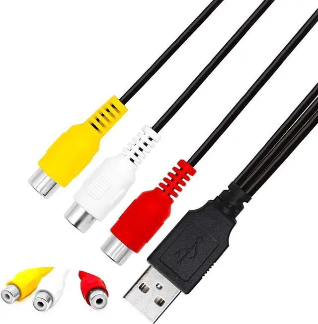 Alt view image 3 of 4 - RCA to USB Cable, USB to 3 RCA Cable, USB A 2.0 Male to 3 RCA Female Video Audio AV Component Adapter Cable for PC,MAC,AV, HDD and DVR (USB to 3 RCA AV Input Adapter Cable 25cm/10 inch)