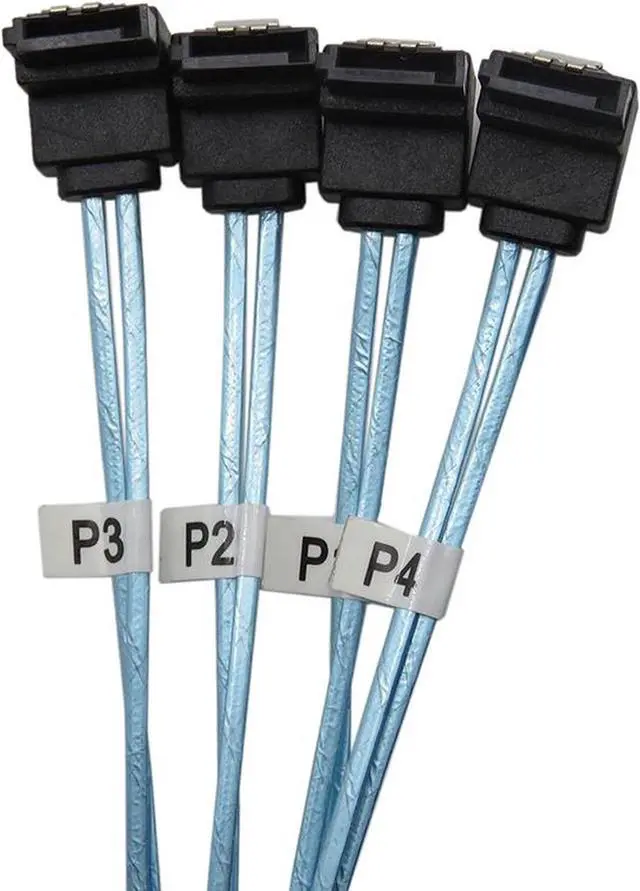 Alt view image 4 of 4 - Internal Mini SAS to 4 x Right Angle SATA Cable (SFF-8087 to SATA Forward Breakout),Mini SAS Host/Controller to 4 SATA Target/Backplane-1.64ft