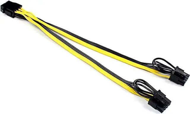 Main image of PCIe Power Splitter Cable, GPU 6 Pin to Dual 8Pin Power Adapter PCI Express 6-pin to 2 x 8pin Ethereum Mining Video Card to PSU Power Cord - 6 Inches