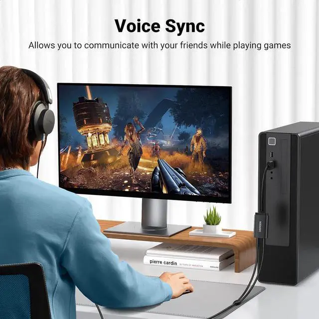 Alt view image 3 of 7 - USB to Audio Jack Sound Card Adapter with Dual TRS 3-Pole 3.5mm Headphone and Microphone USB to Aux 3.5mm External Audio Converter for Windows Mac Linux PC Laptops Desktops PS5 Headsets Black