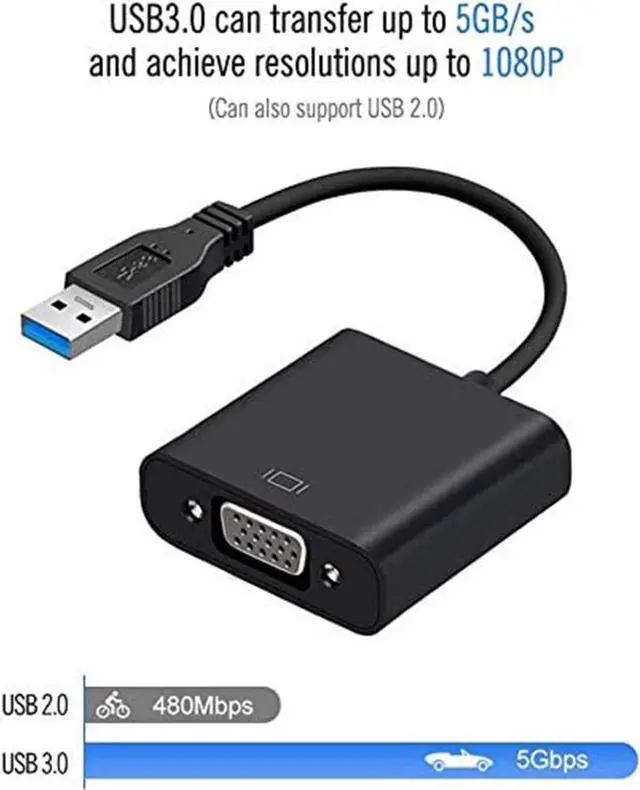 Alt view image 4 of 7 - USB 3.0 to VGA Adapter, USB to VGA Video Adapter Converter External Video Graphic Card Multi Monitor Display 1080p Resolution Compatible with Windows 10/8.1/8/7/XP for PC Laptop Desktop Projector