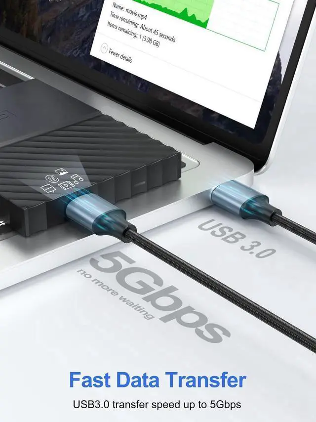 Alt view image 6 of 7 - [2 PACK] USB 3.0 to USB 3.0 Cable 3.3FT/1M, Braided USB 3.0 Cord USB A Male to Male Cable Double Sided USB 3.0 Cable, USB3.0 to USB3.0 Cord Compatible with Hard Drive, Laptop Cooler, and More