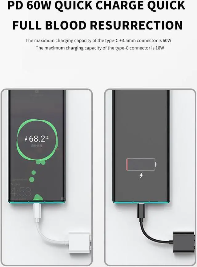 Alt view image 6 of 7 - USB C to 3.5mm Headphone Jack Adapter,Type C Fast Charge with Audio Aux Splitter Earphone Adaptor Compatible with Pixel , All Phones with Type C Interface