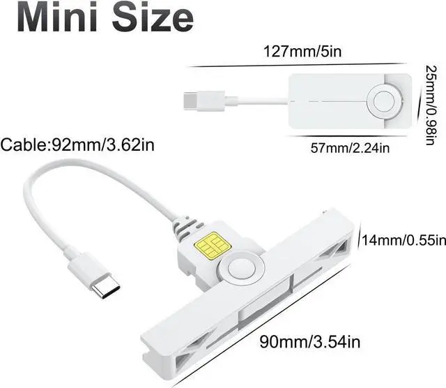 Alt view image 4 of 7 - USB Smartfold Type C CAC Reader, USB C DOD Military USB Common Access CAC Smart Card Reader and ID CAC Card Reader,Compatible with Mac Os, Windows,Linux(Mini Foldable and Portable Type C) New
