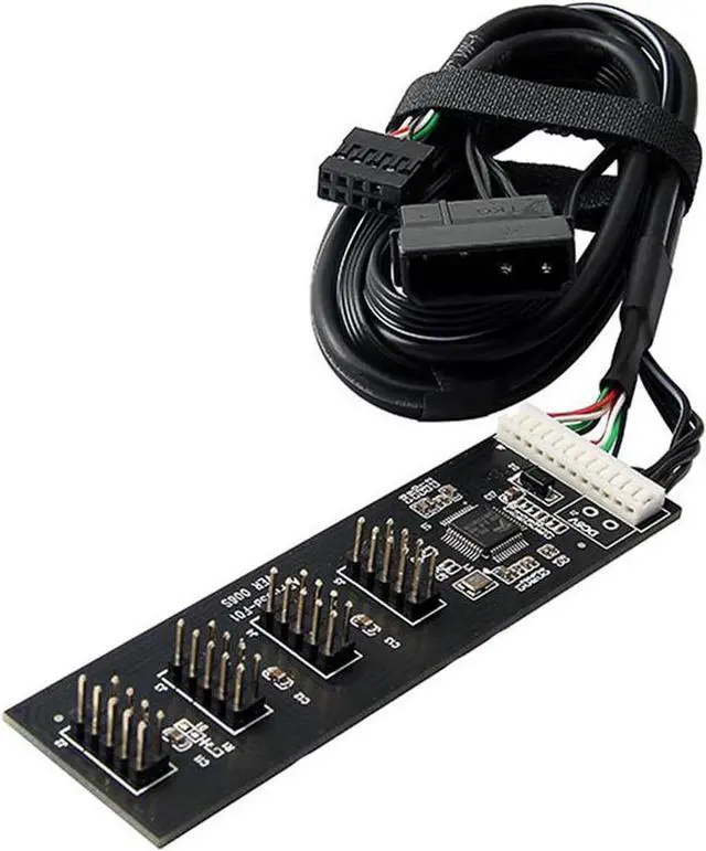 Alt view image 3 of 5 - USB 9 Pin Motherboard Header Hub 4 Ports Splitter Adapter, USB 2.0 9Pin Header 1 to 4 Extension Converter Card - Molex Power,USB 9-Pin Internal Cable,1.64FT