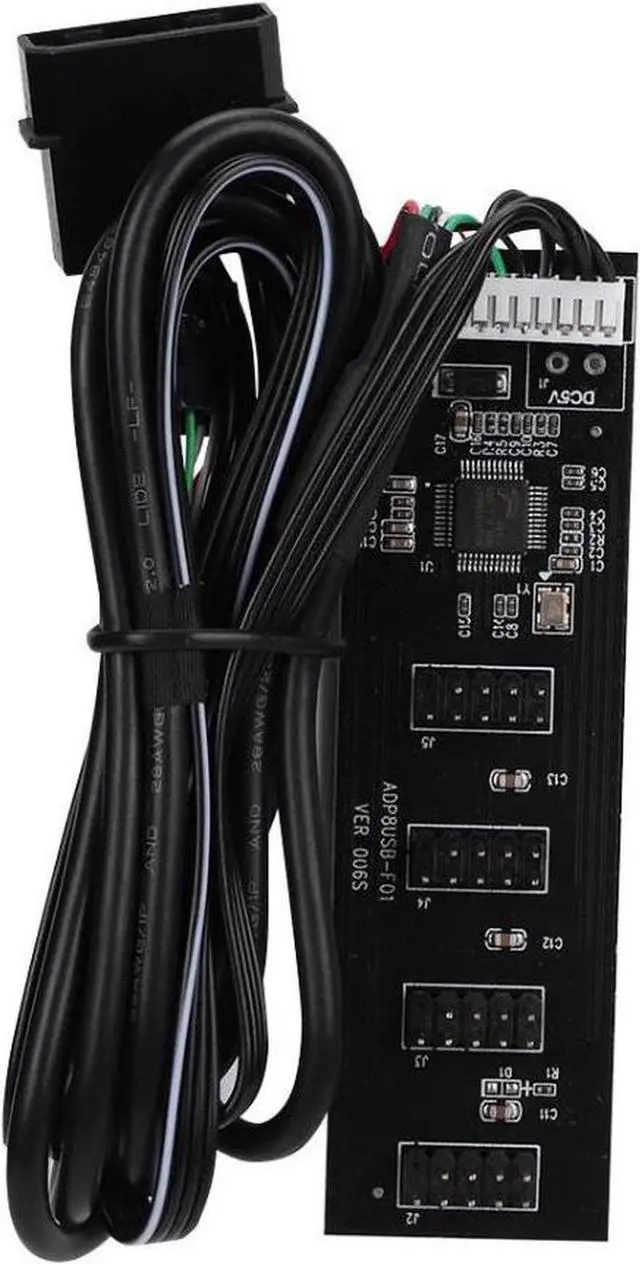 Alt view image 5 of 5 - USB 9 Pin Motherboard Header Hub 4 Ports Splitter Adapter, USB 2.0 9Pin Header 1 to 4 Extension Converter Card - Molex Power,USB 9-Pin Internal Cable,1.64FT