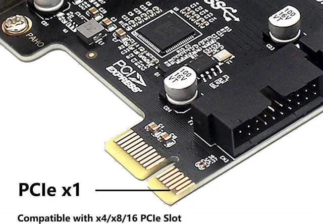Alt view image 4 of 7 - PCI-E 1X to 2 Ports Internal USB 3.0 19Pin 20Pin Header for Front Panel,USB 3.0 5Gbps to PCIe Expansion Card Adapter with High & Low Profile Bracket for Desktop Computer Motherboard