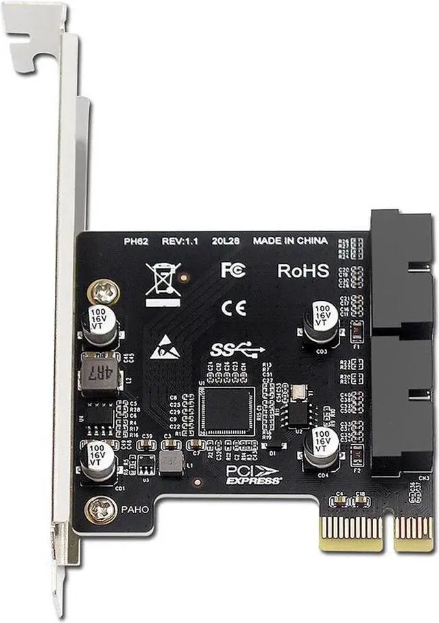 Alt view image 7 of 7 - PCI-E 1X to 2 Ports Internal USB 3.0 19Pin 20Pin Header for Front Panel,USB 3.0 5Gbps to PCIe Expansion Card Adapter with High & Low Profile Bracket for Desktop Computer Motherboard