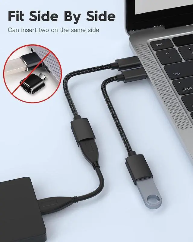 Alt view image 3 of 7 - USB C to USB 3.0 Adapter [10Gbps], [2 Pack] USB Type C Male to USB3.1 USB3.2 Female, Thunderbolt 3/4 to USB Female Adapter OTG Cable for Mac-Book Pro/Air 2022 2020,Tablet PC, Smartphones