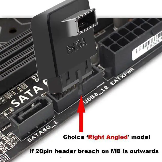 Alt view image 5 of 5 - USB 3.0 / 3.1 Gen 2 IDC 20Pin to USB 3.1/3.2 Type-E A-Key Motherboard Internal USB Header Adapter Converter for Type C Front Panel Chassis Bracket (Standard Type-90 degree)