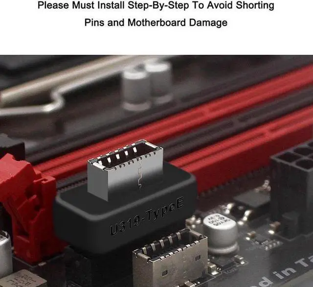 Alt view image 6 of 6 - USB 3.0 / 3.1 Gen 2 IDC 20Pin to USB 3.1/3.2 Type-E A-Key Motherboard Internal USB Header Adapter Converter for Type C Front Panel Chassis Bracket (Straight Type-180 degree)