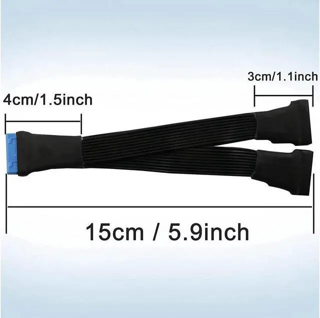 Alt view image 3 of 6 - USB 3.0 Header Extension Cable 19/20 Pin 1 to 2 Y Splitter Internal Extension Adapter DIY(5.9 inch)