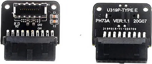 Alt view image 2 of 6 - Motherboard USB 3.0 Internal 20/19 Pin Header to Type-E A-Key USB 3.1 20 Pin Type C Front Panel Header Mount Adapter (Standard Type)