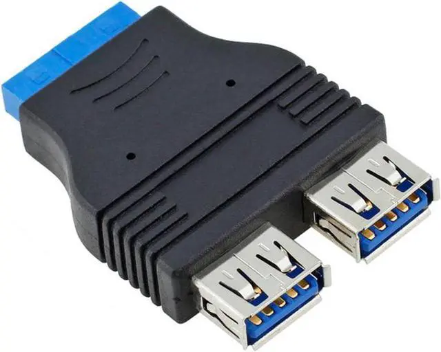 Main image of Dual Port USB 3.0 to Motherboard Mainboard Internal 20pin /19pin Header Adapter ,20-pins to 2 X USB A Female Connector