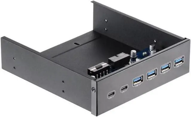Alt view image 2 of 5 - 5.25" Front Bay USB HUB 2-Port USB 3.1 & 4-Port USB 3.0 High Speed 5Gbps USB Hub Front Panel Computer Case Optical Drive Bay Converter Hub