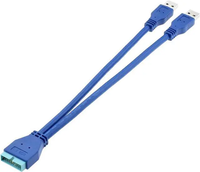 Main image of Motherboard USB 20pin Male to 2 x USB 3.0 Type-A Male Adapter Cable,USB 20pin to 2 x USB 3.0 Male Splitter Cable - 10inch