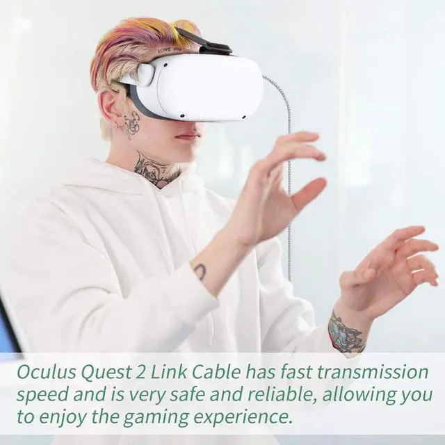Alt view image 5 of 7 - 20Feet 6M VR Link Cable Compatible for Oculus Quest 2, USB 3.0 to USB Type C High Speed Data Transfer and Fast Charging USB Type C 3.2 Gen1 Cable for Quest2 VR Headset and Gaming PC (20ft/6M)