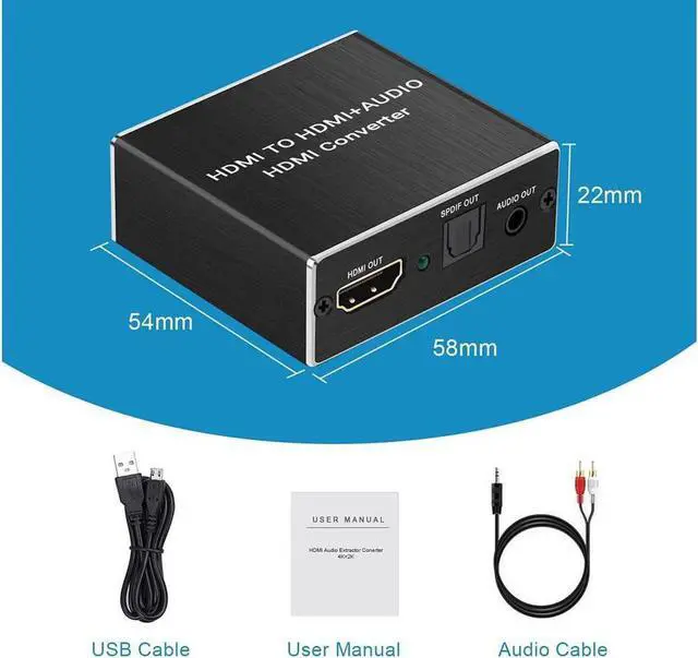 Alt view image 3 of 7 - Mini HDMI to Optical Audio Extractor, 4K @30Hz HDMI to HDMI SPDIF Splitter HDMI Toslink Converter with 3.5mm Stereo Sound out Support TV PS4 Slim Xbox Chromecast and Blu-ray DVD Player