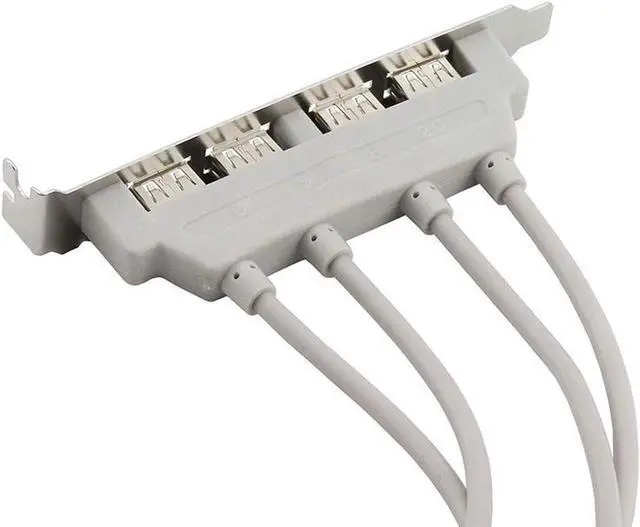 Alt view image 3 of 4 - 4 Port USB 2.0 Bracket Cable,Dual Motherboard USB 2.0 9pin to 2 x Female Adapter Splitter Cable w/ Full-Profile PCI Slot Cover - (1ft/30CM)