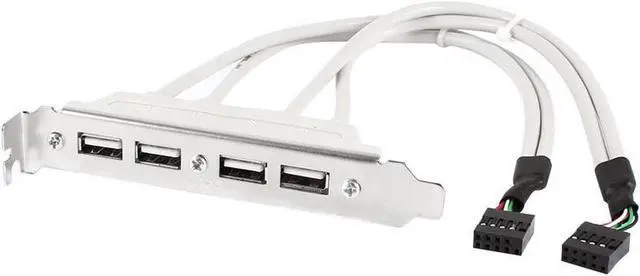 Main image of 4 Port USB 2.0 Bracket Cable,Dual Motherboard USB 2.0 9pin to 2 x Female Adapter Splitter Cable w/ Full-Profile PCI Slot Cover - (1ft/30CM)