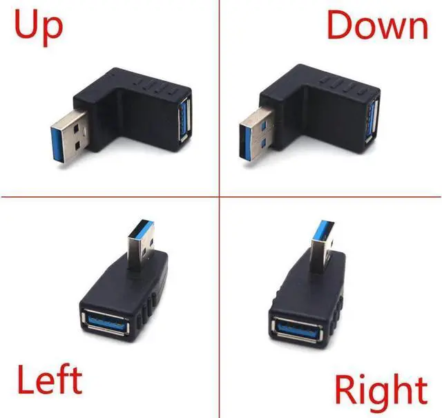 Alt view image 2 of 3 - USB 3.0 A Male to A Female Connector 90 Degree Angle L Shape Converter Plug Data Adapter 3Pairs Up + Down