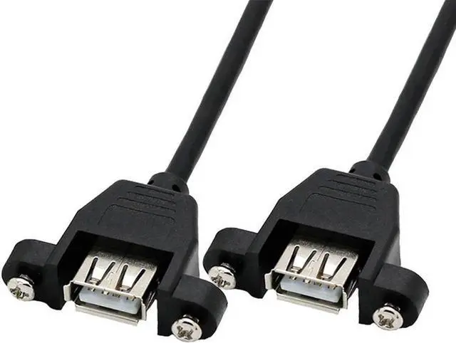 Alt view image 2 of 3 - Panel Mount USB 2.0 Cable - Motherboard USB 9Pin to 2 USB A Female Splitter Cable w/ Screws - 1.64FT,Black