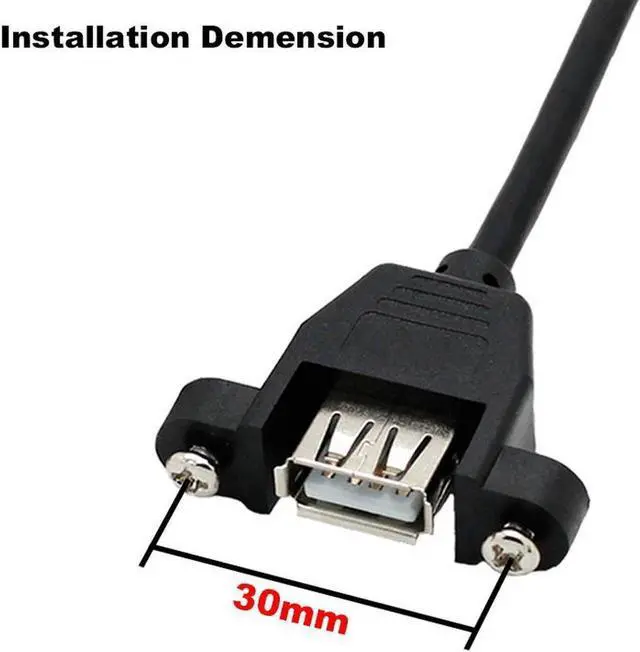 Alt view image 3 of 3 - Panel Mount USB 2.0 Cable - Motherboard USB 9Pin to 2 USB A Female Splitter Cable w/ Screws - 1.64FT,Black