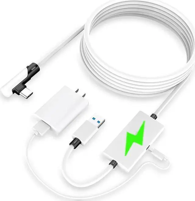 Main image of Design 16FT Link Cable for Oculus Quest 2, with Separate Charging Port for Ultra-Durable Power, USB 3.0 Type A to C Cable for VR Headset Accessories and Gaming PC White