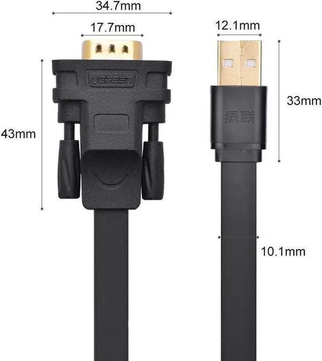 Alt view image 7 of 7 - UGREEN USB 2.0 to RS232 DB9 Serial Cable Male A Converter Adapter with FTDI Chipset for Windows 10, 8.1, 8, 7, Vista, XP, 2000, Linux and Mac OS X 10.6 and Above (6ft)