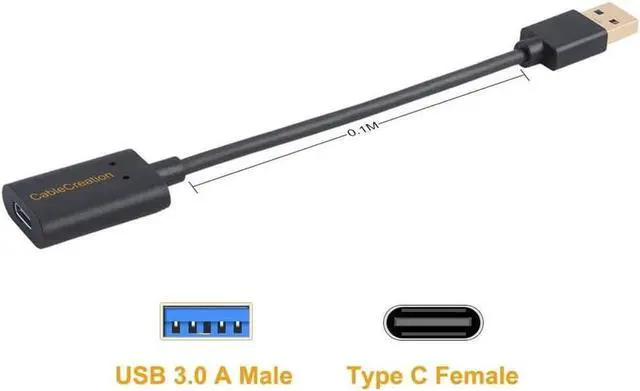 Alt view image 2 of 6 - USB3.1 USB C Female to USB Male Adapter Cable 5Gbps CableCreation USB to USB C Adapter USB C to A Adapter Female USB C Adapter for Laptops Oculus Quest Link Logitech StreamCam Other USB-A Devices