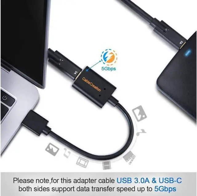 Alt view image 6 of 6 - USB3.1 USB C Female to USB Male Adapter Cable 5Gbps CableCreation USB to USB C Adapter USB C to A Adapter Female USB C Adapter for Laptops Oculus Quest Link Logitech StreamCam Other USB-A Devices
