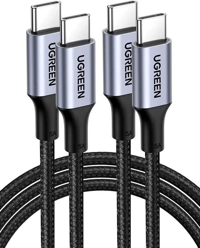 Main image of USB C to USB C Cable 100W Fast Charge, [2 Pack 6FT] Type C 5A Power Delivery Charger, Nylon Braided Charging Cord Compatible for MacBook Pro 2021 Dell iPad Pro Samsung Galaxy S21 S20 Note 20