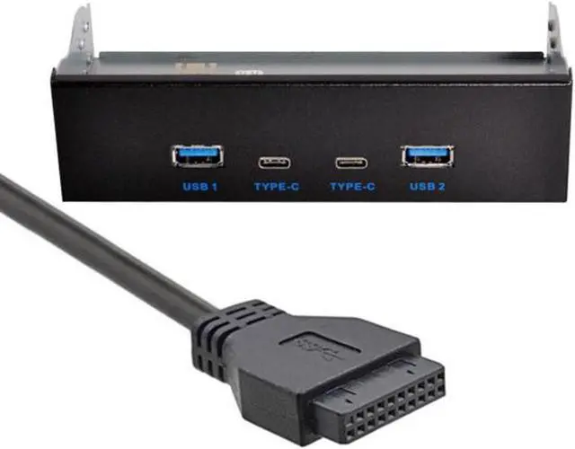 Main image of USB-C & USB 3.0 HUB 4 Ports Front Panel to Motherboard 20Pin Connector Cable for 5.25" CD-ROM Bay U3-111