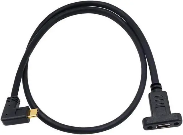 Alt view image 3 of 6 - 90 Degree USB C Male to Female Extension Cable 2feet/60cm, Right Angled USB 3.1 Type C Extender Charging & Sync Cable with Panel Mount Screw Hole (USB C Right)
