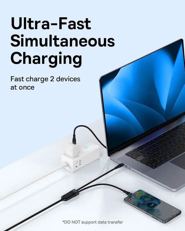 Alt view image 2 of 6 - USB C Cable 100W 4.9FT 5A Type C Charger Cable Fast Charging 2 in 1 Multi Charging Cable, Nylon Braided USB C to USB C Cable for AIR/Mini 6 MacBook Galaxy S22 21 S10 Note